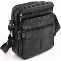 Сумка чоловіча на одне відділення зерниста 720203 Чорна