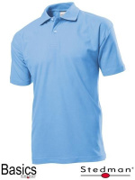 Футболка-поло мужская голубая оптом (под нанесение логотипа)
