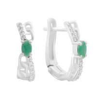 Серебряные серьги CatalogSilver с натуральным изумрудом, фианитами (2187691)