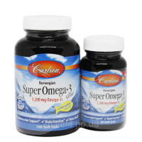 Супер Омега-3, 1200 мг, Super Omega-3 Gems in fish gelatin, Carlson, 100+30 капсул риб'ячого желатину