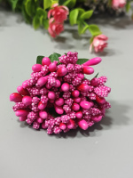 Тычинки «незабудка» на проволоке с листиками. Цена за букетик. Цвет - малиновый.