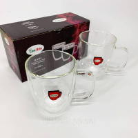 Набір скляних чашок з подвійними стінками Con Brio CB-8423-2, 2шт, 230мл, Прозорі чашки