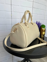 Беж - крокодиловий принт - стильна, молодіжна сумка-бочонок на блискавці (0570-3)