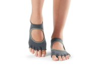 Носки для йоги ToeSox Half Toe Bellarina Grip Charcoal with Lime S (36-38.5)