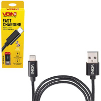 Кабель  VOIN CC-1801L BK, USB - Lightning 3А, 1m, black (быстрая зарядка/передача данных)