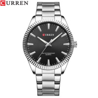 Чоловічий наручний годинник Curren 8425 Silver-Black зі сталевим браслетом та мінеральним склом