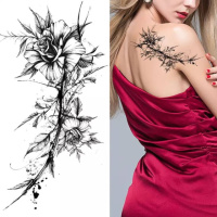 Временное тату водостойкое 3D большое Розы красивые BK-049 17х8.5 см