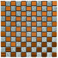 Мозаика из декоративного стекла 298х298х4,5мм Серый+оранж SW-00002361