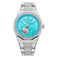 Механічний годинник Forsining 8313 Silver-Blue Steel з автопідзаводом та синім циферблатом