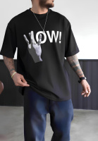 Чорна чоловіча футболка з ДТФ принтом (оверсайз)