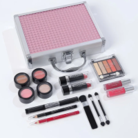 Набір декоративної косметики в алюмінієвому кейсі з дзеркалом Makeup set MC1488 Рожевий