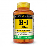 Витамин B1 100 мг, Vitamin B1, Mason Natural, 100 таблеток