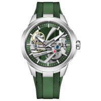 Чоловічий годинник Pagani Design PD-YS030 Silver-Green Rubber з сапфіровим склом та автопідзаводом