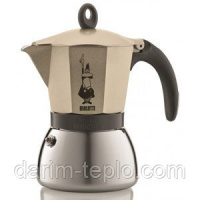 Гейзерная индукционная кофеварка Bialetti Moka express на 6 чашек (светлое золото)