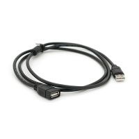 Удлинитель USB 2.0 AM/AF, 1.5m, 1 феррит, черный  Пакет Q250