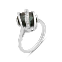 Серебряное кольцо CatalogSilver с топазом Лондон Блю 3.938ct, фианитами, вес изделия 4,43 гр (2178231) 17.5 размер