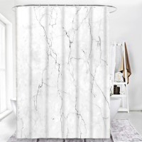 Шторка для ванной и душа с кольцами 180x180 см водостойкая, шторка для ванной комнаты с крючками,цвет белый гранит