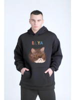 Худі чорне з ДТФ на флісі (оверсайз) | 78-527