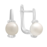 Серебряные серьги CatalogSilver с натуральным жемчугом (2186847)