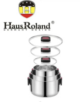 Набір каструль Haus Roland HR168-1, 3 шт із нержавіючої сталі 1,9/3,6/6,5 л, зі складними ручками. Срібний (HR168-1)