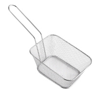 Корзина сервировочная для картофеля фри и снеков 14×10×6 см Серебристая HP-19-8