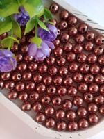 Бусины пластиковые 8 мм. Цвет - шоколад. Упаковка 20 шт.