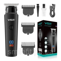 Тример для волосся VGR V-937, з USB-кабелем для зарядки, світлодіодним дисплеєм, 3 насадками