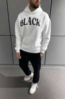 Біле чоловіче стильне оверсайз худі з модним дизайном