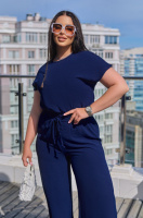 Літній жіночий костюм із жатки «Oasis» оптом | Батал | Розпродаж моделі Темно-синій, 50-52