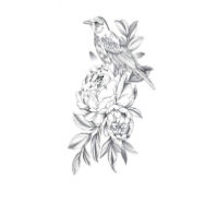 Временное тату водостойкое 3D большое Птичка HD-27 17х8 см