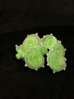 Фатиновый цветок с бисером. Размер - 2-2,5 см. Цвет - салатовый.