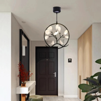 Люстра потолочная на 9 лампочек H686/9-bk-k Черный 45-110х40х40 см.