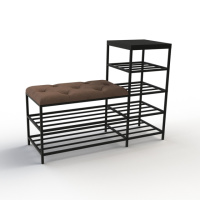 Банкетка для обуви Барселона-1 100см велюр коричневый/черный 1-5-9005