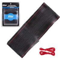 Чехол/оплетка на руль Ваз 2108,2110,Приора,Ланос VLOD-SF029-1 M черная/обшиваемая/кожа/1 шов