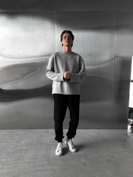 Оверсайз костюм Baza сірий  світшот чорні штании RD449/RD450