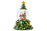 Новорічний сніжний світильник-декор «Ялинка» (XHF-8001) (15*15*23см) (LED, 5 рожд. мелод., USB, Батарейки: AA*3)