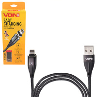 Кабель  магнитный VOIN USB - Lightning 3А, 2m, black (быстрая зарядка/передача данных) (VL-6102L BK)