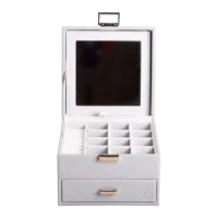 Шкатулка для украшений из эко кожи 2 яруса органайзер для ювелирных изделий HP-5-2G