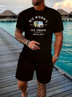 Чоловічий чорний літній трендовий спортивний костюм з модним дизайном