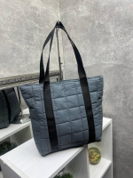 АКЦІЯ. Сіра - велика, стьобана сумка-шопер з додатковими кишенями збоку (5160)