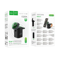 Бездротовий Зарядний Пристрій Hoco CQ20A EU 3-in-1 15W+1USB/2USB-C 65W Magnetic (iWatch)