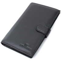 Універсальний чоловічий гаманець для грошей та документів з натуральної шкіри 722735 Чорний
