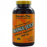 Витамин С, Orange Juice Vitamin C, 1000 мг, Nature's Plus, 60 жевательных таблеток