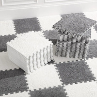 Пол-пазл плюшевый 120x150см, 20 пазлов, теплый пол, детский мат, термоковрик для дома, цвет белый