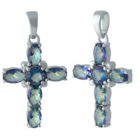 Серебряный крестик CatalogSilver с мистик топазом (2007838)