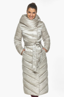 Куртка женская Braggart зимняя длинная с поясом и капюшоном - 51046 цвет сандал