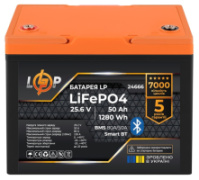 Акумуляторна батарея LogicPower LP LiFePO4 25,6V - 50 Ah (1280Wh) (BMS 80A/50А) пластик Smart BT (LP24666)