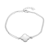 Серебряный браслет CatalogSilver с натуральным ониксом, перламутром, вес изделия 3,26 гр (2172031) 1720 размер