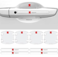 Наклейки захисні прозорі на дверні ручки + під дверні ручки з маркою авто Peugeot, захист від подряпин