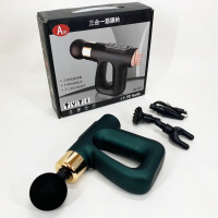 Ударный Перкуссионный массажер для тела и мышц Массажный пистолет EM HB-007 аккумуляторный зеленый